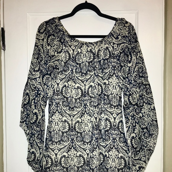 Blue/Ivory Party Dress - Sleeve Detail - Size M - Picture 2 of 2